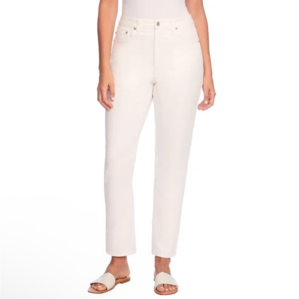 Frye Ladies' Cuffed Crop White Cotton Blend‎ High-Rise Stretch Jean Size 12/31